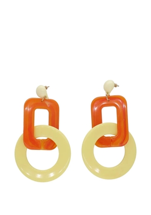 Enrico Coveri Vintage rectangle cricle earrings - Orange