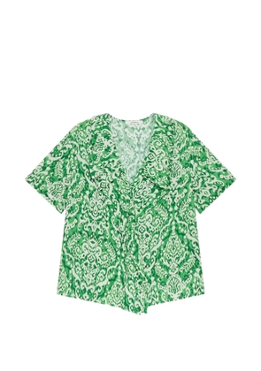 MALIPARMI ikat ruffled V-neck top - Green
