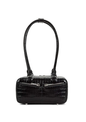 Self-Portrait mini crocodile-embossed leather bag - Black