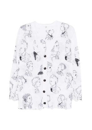 R13 button graphic cardigan - White