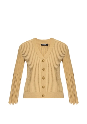 Balmain fringed-sleeve buttoned cardigan - Neutrals