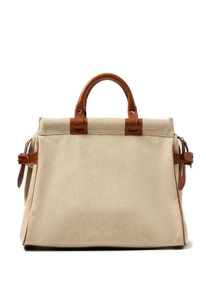 Lenny Niemeyer Rolote leather-trimmed canvas tote bag - Neutrals