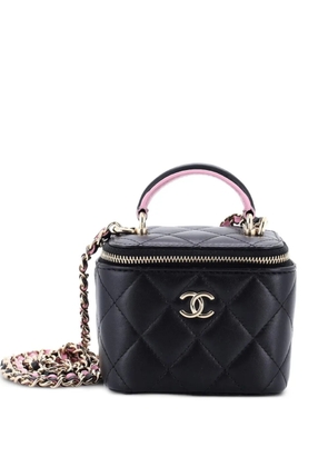 CHANEL Pre-Owned Classic Top Handle Vanity Case with Chain Quilted Lambskin Mini crossbody bag - Black