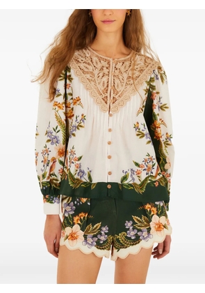 FARM Rio Sand Nature floral lace collar blouse - Neutrals