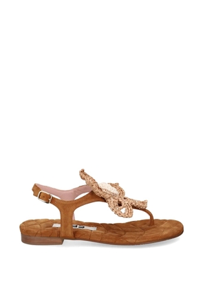 Ras flower-detail suede sandals - Brown