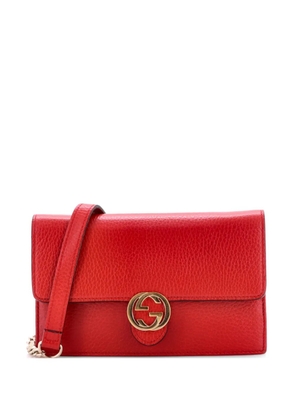 Gucci Pre-Owned Interlocking Wallet on Chain Leather crossbody bag - Red