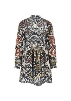 FARM Rio high-neck floral-print dress - White