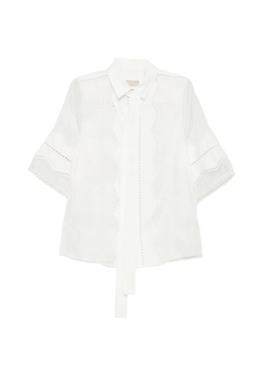 Elie Saab neck-tie long-sleeve blouse - White