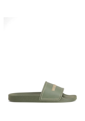 Woolrich contrasting stitching logo slide sandals - Green