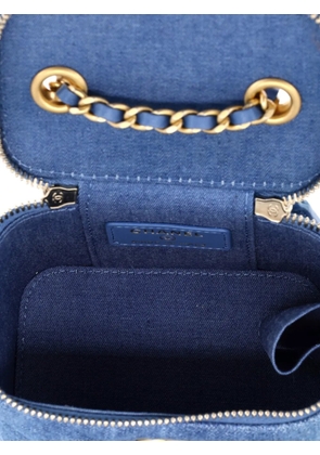 CHANEL Pre-Owned Pearl Crush Vanity Case with Chain Quilted Denim Mini clutch bag - Blue
