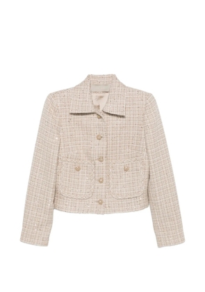 Elie Saab buttoned tweed jacket - Neutrals