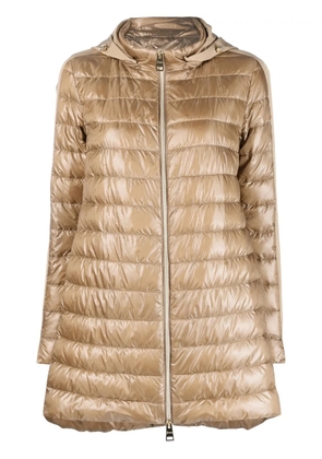 Herno concealed-hood padded swing jacket - Brown