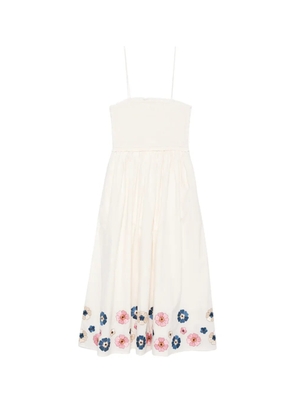 Antik Batik floral-embroidered midi dress - Neutrals