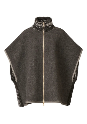 Fabiana Filippi herringbone zip-front cape - Grey