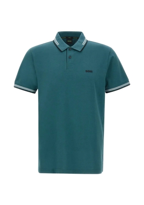 BOSS striped-trim polo shirt - Green