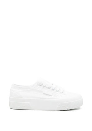 Superga floral-embroidered lace-up sneakers - White