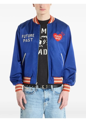 Human Made heart-embroidered satin bomber jacket - Blue