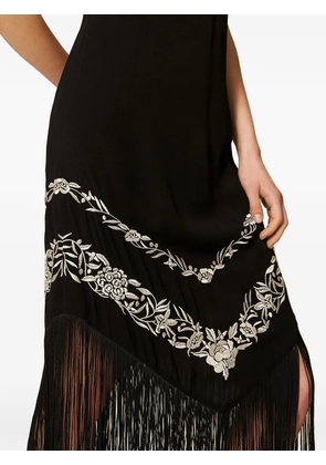 TWINSET flower-embroidered midi dress - Black