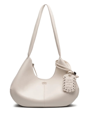 GANNI medium logo-debossed bag - Neutrals