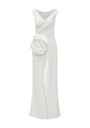 CHIARA BONI La Petite Robe draped gown with floral appliqué - White