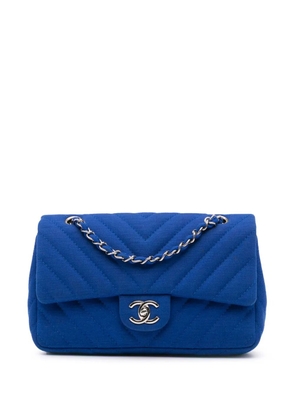 CHANEL Pre-Owned 2009-2010 Medium Chevron Jersey Single Flap shoulder bag - Blue