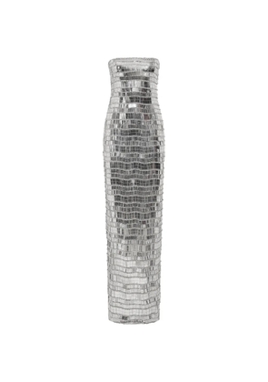 Rachel Gilbert Sylvie beaded strapless maxi dress - Silver