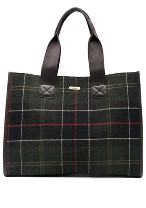 Barbour large plaid-pattern tote bag - Green