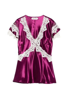 Alberta Ferretti lace V-neck blouse - Purple