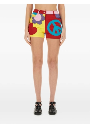 MOSCHINO JEANS graphic-print cotton mini shorts - Yellow