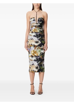 Amazuìn Natalie tie floral midi dress - Black