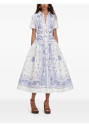 Self-Portrait paisley-print belted shirt dress - White