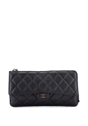 CHANEL Pre-Owned CC Classic Flap Zip Wallet Quilted Caviar Long small wallets - Black