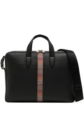 Paul Smith rainbow-stripe leather briefcase - Black