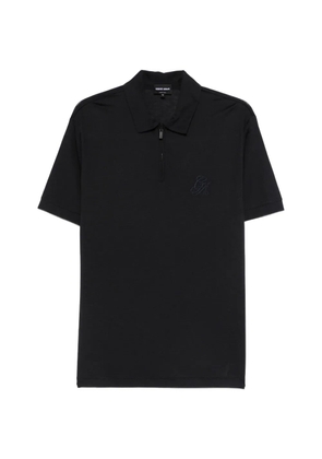 Giorgio Armani zip embroidered polo shirt - Blue