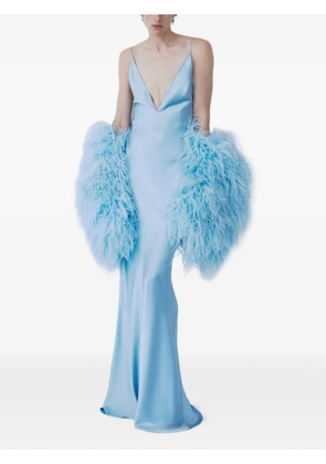 The New Arrivals Ilkyaz Ozel Claudie V-neck feather maxi dress - Blue