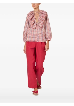Rosie Assoulin ruffled plaid blouse - Red