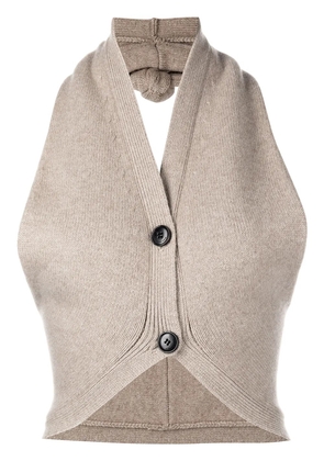 Alexander Wang sleeveless halterneck cardigan - Brown
