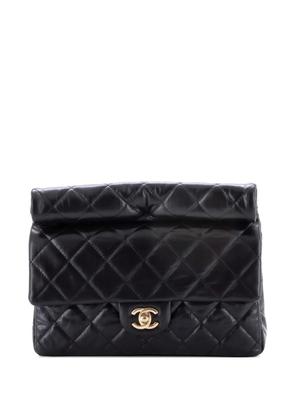 CHANEL Pre-Owned Classic Roll Quilted Crumpled Calfskin Medium clutch bag - Black