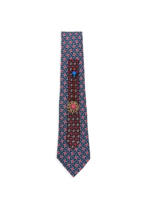 A.N.G.E.L.O. Vintage Upcycling x Stefania Bertoni customised Hermés silk tie - Blue