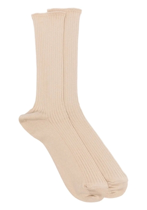 Auralee ribbed-knit socks - Neutrals