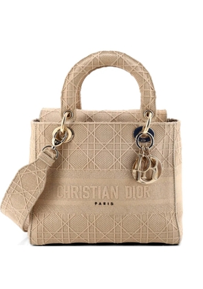 Christian Dior Pre-Owned Lady D-Lite Bag Cannage Embroidered Canvas Medium satchel - Neutrals