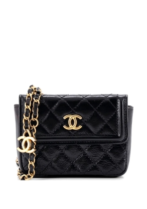 CHANEL Pre-Owned CC Flap Chain Quilted Shiny Aged Calfskin belt bag - Black