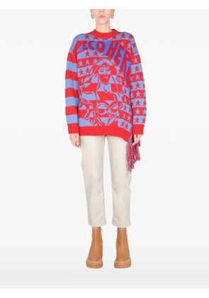 Stella McCartney star-pattern fringed-detail sweater - Red