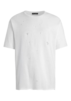 Dolce & Gabbana short-sleeve ripped-detail T-shirt - White