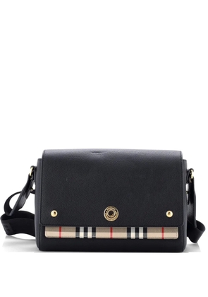Burberry Pre-Owned Note Leather with Vintage Check Canvas Medium crossbody bag - Black