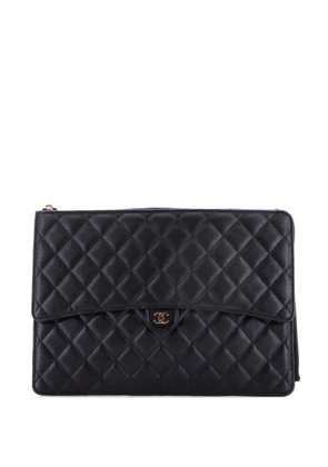 CHANEL Pre-Owned Flap Zip Quilted Caviar Large clutch bag - Black
