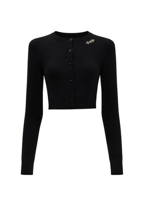 Simone Rocha pearl-embellished cropped merino cardigan - Black
