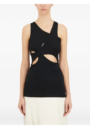 YEHUAFAN cut-out crossed tank top - Black