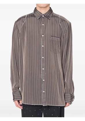 Kolor striped patch-pocket shirt - Brown