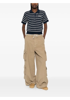 Moncler striped embroidered polo shirt - Blue